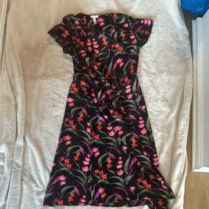 Leith Black Floral Wrap Dress (SM)